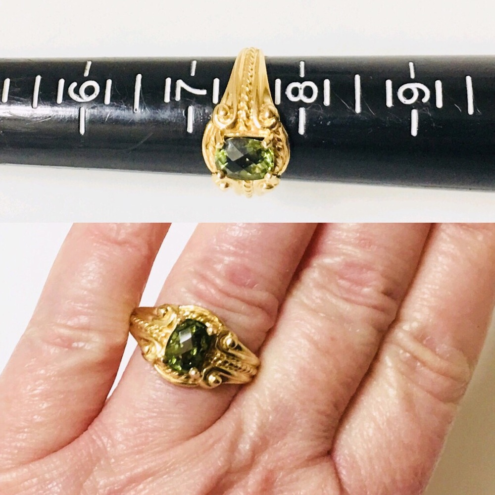 Large 14k Gold Green Tourmaline Ring - Picture 6 of 8